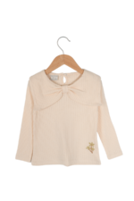 Kız Çocuk Fiyonklu Uzun Kollu Çizgili Sweatshirt Krem