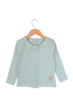 Kız Çocuk Fiyonklu Uzun Kollu Çizgili Sweatshirt Yeşil