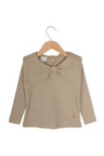 Kız Çocuk Fiyonklu Uzun Kollu Çizgili Sweatshirt Haki
