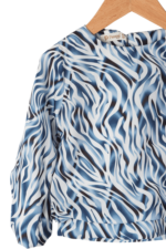 Kız Çocuk Bağlamalı Zebra Desenli Bluz ve Kumaş Pantolon İkili Takımı Lacivert - Görsel 6