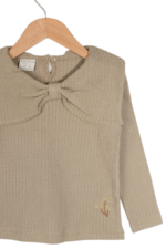 Kız Çocuk Fiyonklu Uzun Kollu Çizgili Sweatshirt Haki - Görsel 5