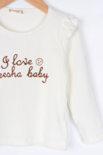 Kız Çocuk Şık Yazılı Bluz ve Deri Etekli İkili Takım Beyaz-Kahverengi - Görsel 6