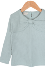Kız Çocuk Fiyonklu Uzun Kollu Çizgili Sweatshirt Yeşil - Görsel 3