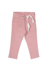 Kız Çocuk Zarif Çiçek Nakışlı Keten Gömlek ve Pantolon İkili Takımı Beyaz-Pembe - Görsel 3