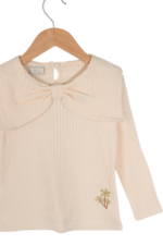 Kız Çocuk Fiyonklu Uzun Kollu Çizgili Sweatshirt Krem - Görsel 3