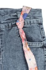 Kız Çocuk Çiçek Desenli Kimono ve Kot Pantolon 3'lü Takımı Pembe - Görsel 3
